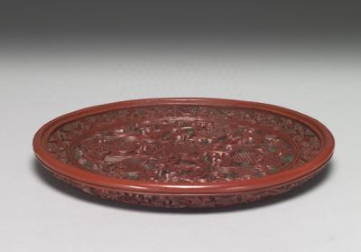 图片[2]-Round dish with lichee decor/ Carved red lacquerware-China Archive